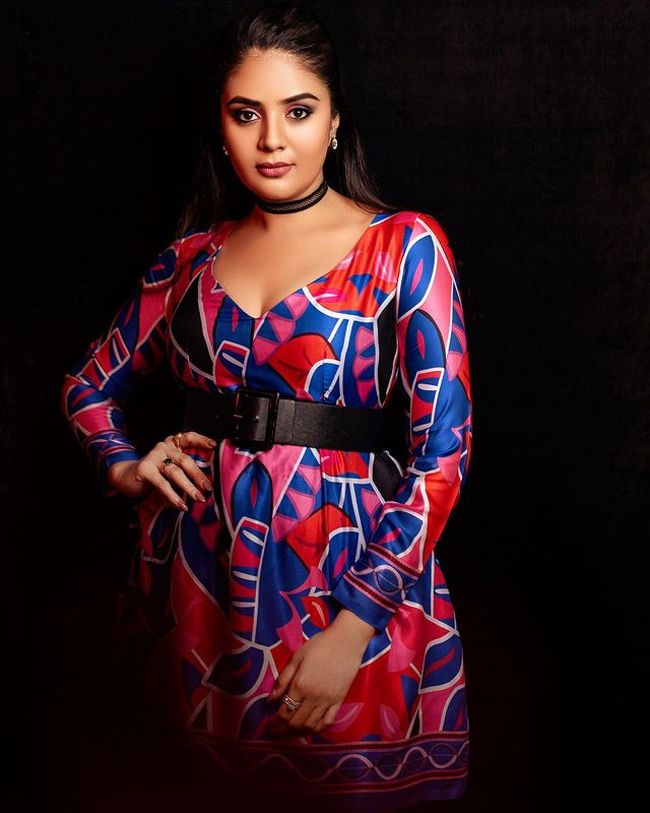 Vibrant Looks Of Sreemukhi In Colorful Outfit